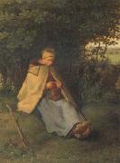 jean-francois millet Woman knitting (san19) china oil painting reproduction